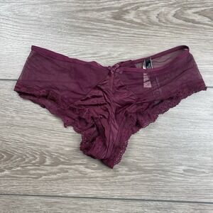 Victoria's Secret Women's Sheer Cheeky Underwear Bow Purple L New